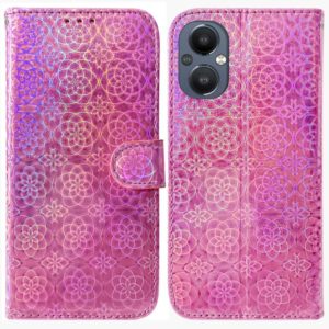 For OnePlus Nord N20 5G Colorful Magnetic Buckle Leather Phone Case(Pink) (OEM)