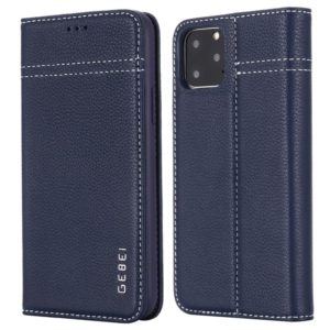 For iPhone 11 Pro Max GEBEI Top-grain Leather Horizontal Flip Protective Case with Holder & Card Slots(Blue) (GEBEI) (OEM)