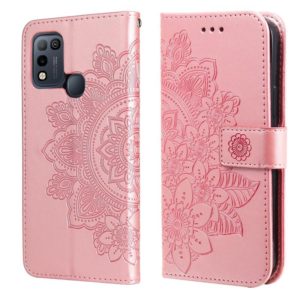 7-petal Flowers Embossing Pattern Horizontal Flip PU Leather Case with Holder & Card Slots & Wallet & Photo Frame For Infinix Hot 10 Play(Rose Gold) (OEM)