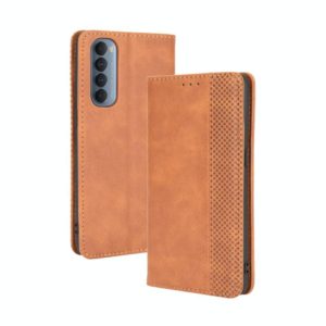 For OPPO Reno4 Pro 4G Magnetic Buckle Retro Crazy Horse Texture Horizontal Flip Leather Case, with Holder & Card Slots & Photo Frame(Brown) (OEM)