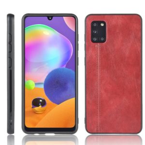For Galaxy A31 Shockproof Sewing Cow Pattern Skin PC + PU + TPU Case(Red) (OEM)