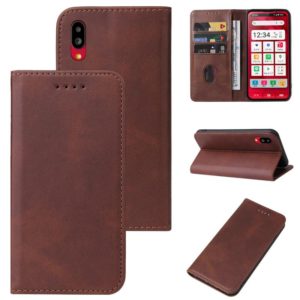 For Sharp Simple Sumaho 6A 201SH Magnetic Closure Leather Phone Case(Brown) (OEM)