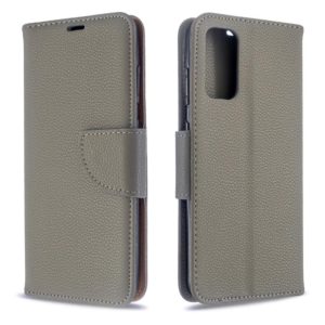 For Galaxy S20 Litchi Texture Pure Color Horizontal Flip PU Leather Case with Holder & Card Slots & Wallet & Lanyard(Grey) (OEM)