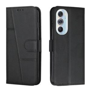 For Motorola Edge X30 Stitching Calf Texture Buckle Leather Phone Case(Black) (OEM)