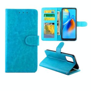For OPPO F19/A74(4G) Crazy Horse Texture Leather Horizontal Flip Protective Case with Holder & Card Slots & Wallet & Photo Frame(baby Blue) (OEM)