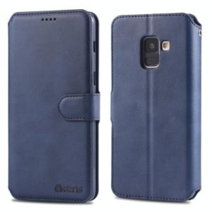 For Galaxy A8 2018 AZNS Calf Texture Magnetic Horizontal Flip PU Leather Case with Holder & Card Slots & Photo Frame(Blue) (AZNS) (OEM)