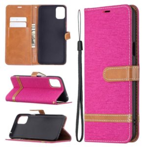 For LG K42 Color Matching Denim Texture Horizontal Flip Leather Case with Holder & Card Slots & Wallet & Lanyard(Rose Red) (OEM)
