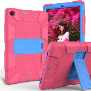 Shockproof Two-Color Silicone Protection Case with Holder for Galaxy Tab A 10.1 (2019) / T510(Hot Pink+Blue) (OEM)