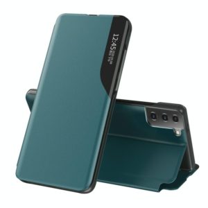For Samsung Galaxy S21 5G Attraction Flip Holder Leather Phone Case(Green) (OEM)