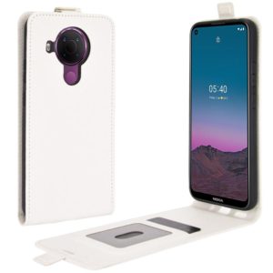For Nokia 5.4 R64 Texture Single Vertical Flip Leather Protective Case with Card Slots & Photo Frame(White) (OEM)