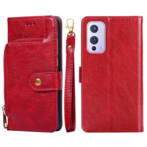 Zipper Bag PU + TPU Horizontal Flip Leather Case with Holder & Card Slot & Wallet & Lanyard For OnePlus 9(Red) (OEM)
