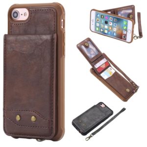 For iPhone 6 Vertical Flip Shockproof Leather Protective Case with Short Rope, Support Card Slots & Bracket & Photo Holder & Wallet Function(Coffee) (OEM)