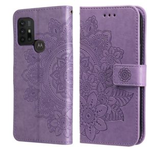 7-petal Flowers Embossing Pattern Horizontal Flip PU Leather Case with Holder & Card Slots & Wallet & Photo Frame For Motorola Moto G30 / G10 / G10 Power / G20(Light Purple) (OEM)