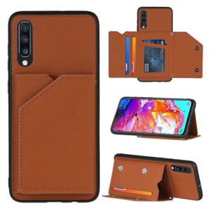 For Samsung Galaxy A70 & A70s Skin Feel PU + TPU + PC Back Cover Shockproof Case with Card Slots & Holder & Photo Frame(Brown) (OEM)