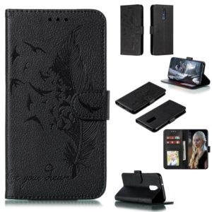 Feather Pattern Litchi Texture Horizontal Flip Leather Case with Wallet & Holder & Card Slots For LG Stylo 4(Black) (OEM)