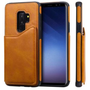 For Galaxy S9+ Shockproof Calf Texture Protective Case with Holder & Card Slots & Frame(Brown) (OEM)