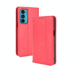 For Motorola Edge 20 Magnetic Buckle Retro Pattern Horizontal Flip Leather Case with Holder & Card Slot & Wallet(Red) (OEM)