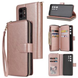 For Huawei P40 Pro+ Zipper Wallet Bag Horizontal Flip PU Leather Case with Holder & 9 Card Slots & Wallet & Lanyard & Photo Frame(Rose Gold) (OEM)