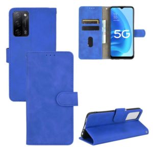For OPPO A55 5G Solid Color Skin Feel Magnetic Buckle Horizontal Flip Calf Texture PU Leather Case with Holder & Card Slots & Wallet(Blue) (OEM)