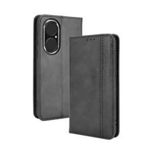For Huawei P50 Magnetic Buckle Retro Crazy Horse Texture Horizontal Flip Leather Case with Holder & Card Slots & Photo Frame(Black) (OEM)