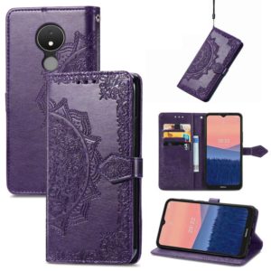 For Nokia C21 Mandala Flower Embossed Horizontal Flip Leather Phone Case(Purple) (OEM)
