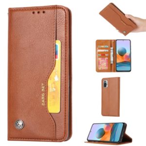 For Xiaomi Redmi Note 10 4G / Note 10S Knead Skin Texture Horizontal Flip Leather Case with Photo Frame & Holder & Card Slots & Wallet(Brown) (OEM)