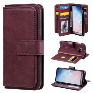 For Samsung Galaxy S10e Multifunctional Magnetic Copper Buckle Horizontal Flip Solid Color Leather Case with 10 Card Slots & Wallet & Holder & Photo Frame(Wine Red) (OEM)