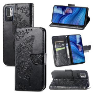 For Xiaomi Redmi Note10 5G Butterfly Love Flowers Embossed Horizontal Flip Leather Case with Holder & Card Slots & Wallet & Lanyard(Black) (OEM)