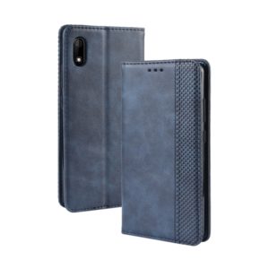 Magnetic Buckle Retro Crazy Horse Texture Horizontal Flip Leather Case for Wiko Jerry 4, with Holder & Card Slots & Photo Frame(Blue) (OEM)