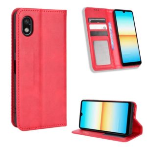For Sony Xperia Ace III Magnetic Buckle Retro Texture Leather Phone Case(Red) (OEM)