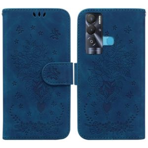 For Tecno Pova Neo Butterfly Rose Embossed Leather Phone Case(Blue) (OEM)