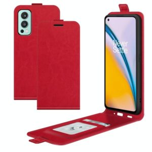 For OnePlus Nord 2 5G R64 Texture Single Vertical Flip Leather Protective Case with Card Slots & Photo Frame(Red) (OEM)