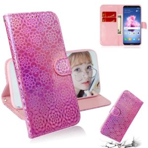 For Huawei Y5 2018 / Y5 Lite 2018 Solid Color Colorful Magnetic Buckle Horizontal Flip PU Leather Case with Holder & Card Slots & Wallet & Lanyard(Pink) (OEM)