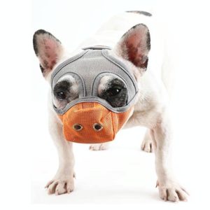 Bulldog Mouth Cover Flat Face Dog Anti-Eat Anti-Bite Drinkable Water Mouth Cover M(Grey Orange) (OEM)
