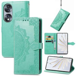 For Honor 70 Mandala Flower Embossed Horizontal Flip Leather Phone Case(Green) (OEM)