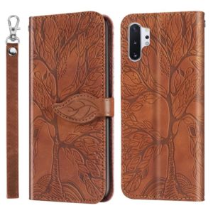 For Samsung Galaxy Note10+ Life of Tree Embossing Pattern Horizontal Flip Leather Case with Holder & Card Slot & Wallet & Photo Frame & Lanyard(Brown) (OEM)