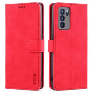 For OPPO Reno6 Pro 5G AZNS Skin Feel Calf Texture Horizontal Flip Leather Case with Card Slots & Holder & Wallet(Red) (AZNS) (OEM)