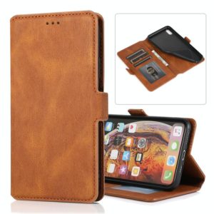 For iPhone XS Max Retro Magnetic Closing Clasp Horizontal Flip Leather Case with Holder & Card Slots & Photo Frame & Wallet(Brown) (OEM)