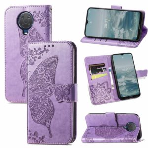 For Nokia 6.3 Butterfly Love Flower Embossed Horizontal Flip Leather Case with Bracket / Card Slot / Wallet / Lanyard(Light Purple) (OEM)
