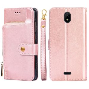 For Nokia C100 Zipper Bag Leather Phone Case(Rose Gold) (OEM)