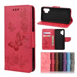 For Samsung Galaxy A32 4G Butterflies Embossing Horizontal Flip Leather Case with Holder & Card Slots & Wallet(Red) (OEM)