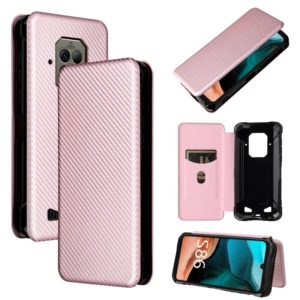 For Doogee S86 / S86 Pro Carbon Fiber Texture Horizontal Flip TPU + PC + PU Leather Case with Card Slot(Pink) (OEM)
