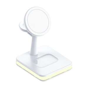 991 3 in 1 15W Electromagnetic Induction Wireless Fast Charging with 360 Degree Rotating Holder(White) (OEM)