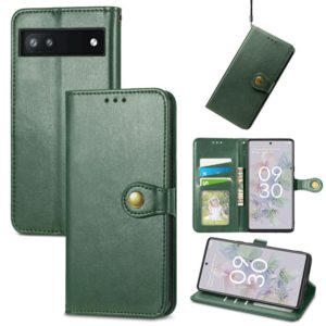 For Google Pixel 6a Solid Color Leather Buckle Phone Case(Green) (OEM)