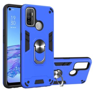 For OPPO A32 2020 / A53 / A33 2020 Armour Series PC + TPU Protective Case with Ring Holder(Dark Blue) (OEM)