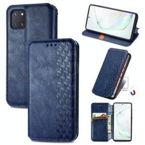 For Galaxy Note 10 Lite/A81/M60S Cubic Grid Pressed Horizontal Flip Magnetic Leather Case with Holder & Card Slots & Wallet(Blue) (OEM)
