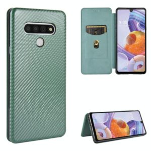 For LG Stylo 6 Carbon Fiber Texture Horizontal Flip TPU + PC + PU Leather Case with Card Slot(Green) (OEM)