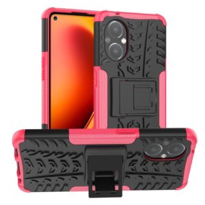 For OnePlus Nord N20 5G Tire Texture Shockproof TPU+PC Phone Case with Holder(Pink) (OEM)