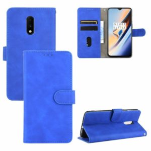 For OnePlus 7 Solid Color Skin Feel Magnetic Buckle Horizontal Flip Calf Texture PU Leather Case with Holder & Card Slots & Wallet(Blue) (OEM)