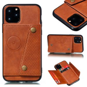 For iPhone 12 mini Leather Protective Case with Holder & Card Slots(Light Brown) (OEM)